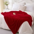 thumbnail image 3 of AUQ Red Fleece Throw Blanket 50"×60"For Couch Sofa Bed,Super Soft Cozy Plush Microfiber Flannel Blanket with Stripes Design Lightweight for Adults,Woman,Girls, 3 of 7