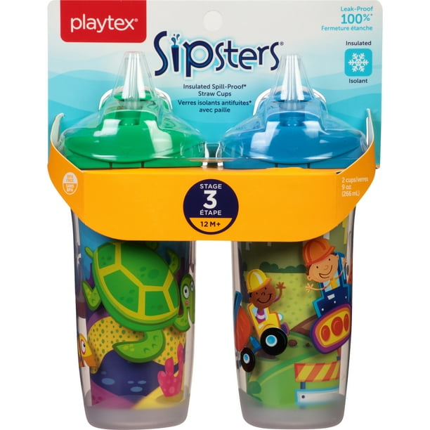 Playtex Sipsters Stage 3 Insulated Straw Sippy Cup, 9 Oz, 2 Pk (Color