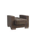 thumbnail image 3 of Brown Microfiber Convertible Armchair with Storage, Upholstered Sleeper Chair for Small Spaces, 3 of 8