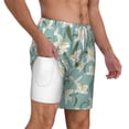 thumbnail image 3 of Picia Lilies Flowers pattern Mens Swim Trunks with Compression Liner Stretch Beach Shorts Quick Dry with Zipper Pockets No-Chafing Board Shorts-Medium, 3 of 9