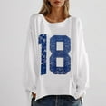 thumbnail image 4 of Pxxlle Sweatshirts for Women Trendy Long Sleeve Side Slit Sweatshirt Loose Fit High Low Hem Pullover Tops Fashion Letter Graphic Sweatshirts Blue S, 4 of 9