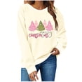 thumbnail image 2 of Wancir Sweatshirt Women Merry Christmas Letter Print Long Sleeve Sweater Xmas Crewneck Pullover Casual Blouse Tops, 2 of 4