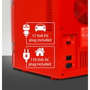 Coca-Cola Mini Fridge 4L 6 Can, Red Portable Beverage Cooler with AC/DC Car Adapter for Travel, Bedroom, Office, Dorm