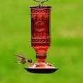 thumbnail image 2 of Bouteille Antique Carrée Rouge Mangeoire pour Colibris en Verre, 2 of 3
