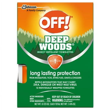 OFF! Deep Woods Towelettes with 25% DEET, Mosquito Repellent, 1 Pack, 12 ct, Pack of 2