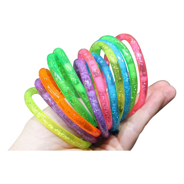 12 Water Filled Glitter Bracelet Pretty Sensory Fidget for Students
