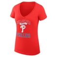 thumbnail image 2 of Women's G-III 4Her by Carl Banks Red Philadelphia Phillies Super-Slim Fit Lightweight Team Logo Graphic V-Neck T-Shirt, 2 of 5