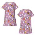 thumbnail image 3 of Bixox Lovely Animals Pattern Women's Nightgown, Soft & Breathable Sleepwear, Round Neck Knee-Length Pajama Dress,Loungewear for Home & Sleep, 3 of 7