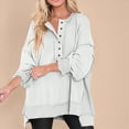 thumbnail image 6 of Towmus Women's Oversized Sweatshirt Casual Long Sleeve Button Henley Neck Pullover Sweatshirts for Women Light Patchwork Shirts, 6 of 7