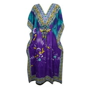 Mogul Womens Maxi Caftan Purple Blue Cover Up Beach Dress Holiday Resort Wear Evening Long Dress 4XL