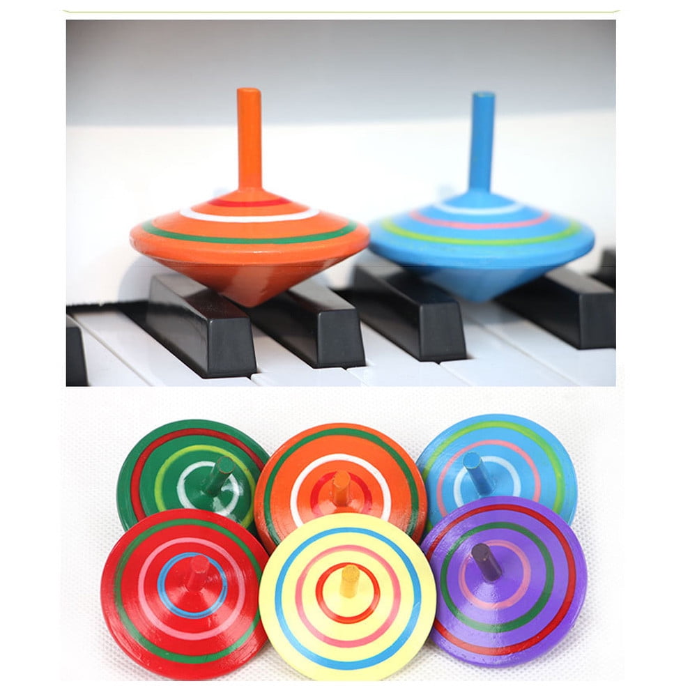 Colorful Furits Pattern Wooden Spinning Top Kids Educational Toy Party Favors 