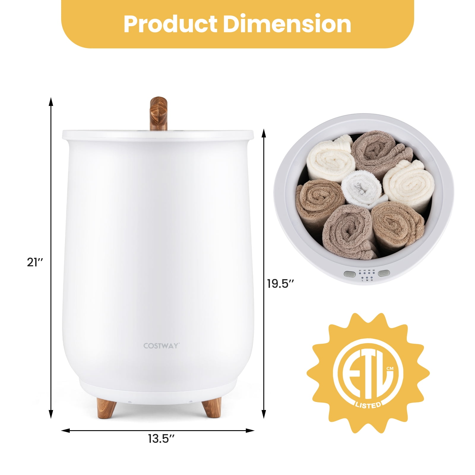 Chauffe-Serviettes de Luxe de 23 L à 3 Niveaux 60℃-80℃ Seau