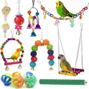 Daradara 12 Packs Bird Toys Parrot Swing Toys,Chewing Hanging Bell Pet Birds Cage Toys Suitable for Small Parakeets