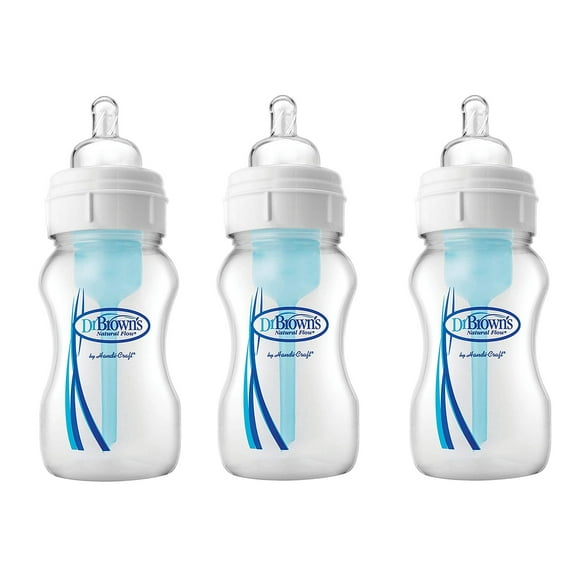 Dr. Brown's Natural Flow, Reduces Colic, Spit Up, Burping and Gas, Baby Bottles, Wide Neck, 8 oz (Pack of 3)