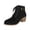 Black, variant on Women's Vintage Faux Suede Side Zipper Ankle Boots, Lace-Up Chunky Heel Booties with Buckle Strap, Winter Casual Short Boots