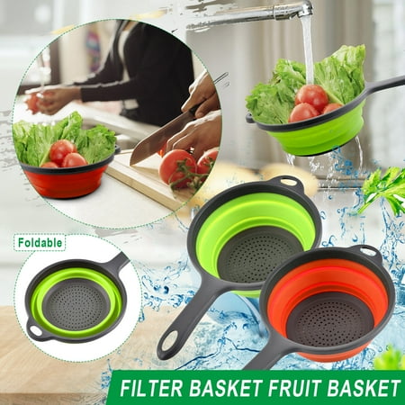 

Kitchen Filter Basket With Handle Fruit And Vegetable Washing Basket Round Fruit And Vegetable Tray Fruit Plate TANGNADE