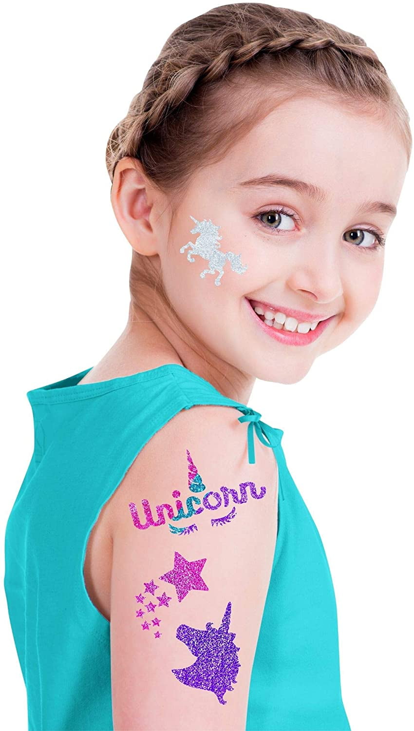 Creative Kids Temporary Body Glitter Tattoo Kit for Kids 150+ Temporary  Tattoos for Girls Unicorn Glitter Art Tattoo Stencils Brushes Birthday  Party Arts & Crafts Gifts for Girls Teen Tween Ages 6+