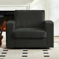 thumbnail image 3 of Mjkone Swivel Accent Chair, Linen Fabric Oversized Armchair, Modern Round Accent Chairs for Living Room, Bedroom & Small Spaces, Dark Grey, 3 of 7