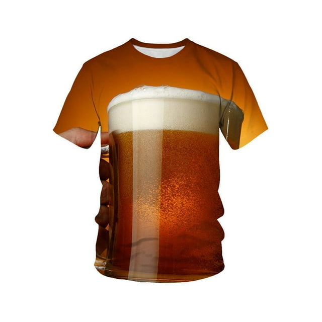 MAWCLOS Hauts d'Été pour Hommes Col Rond T-Shirt Oktoberfest Imprimé Bière Tee Décontracté Vacances Manches Courtes Style-P TG