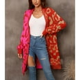 thumbnail image 3 of SWSMCLT Women's V Neck Long Cardigan Sweater Spring Warm Knitwear Long Sleeve Sweater Long Button Soft Fall Fashion Holiday Red Large, 3 of 5