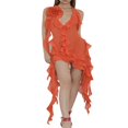 thumbnail image 1 of Robe Longue à Fleurs 3D pour Femmes Robe à Franges Florale Sans Manches Dos Ouvert à Franges Robe en Tulle Transparent, 1 of 6