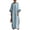 Light Blue, variant on Women's Summer Batwing Sleeve Maxi Dress, Retro Contrast Binding Loose Kaftan Dress, Cotton Linen Texture Flowy Long Abaya