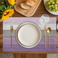 thumbnail image 4 of Purple Grey Wood Grain Placemats Set of 4, Ombre Rustic Retro Wooden Plank Placemats for Dining Table, Place Mats for Kitchen Tabletop, Waterproof Wipeable Dining Table Mats Set, 4 of 9
