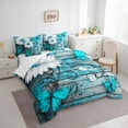 thumbnail image 3 of Manfei Dreamy Blue Butterfly 7-Piece Bedding Comforter Set,White Rustic Flower King Bedding Sets,Old Barn Door Bed Sheets For Girls Boys,Luxury Bedroom Decor, 3 of 8