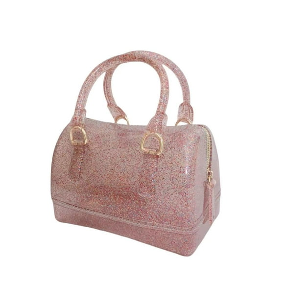 MIFORINES Bolso de mano con asa superior en forma de almohada de gelatina de verano para mujer, bolso de cristal transparente de Color caramelo
