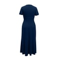 thumbnail image 2 of Womens Dress Semi Formal Wedding Guest Wrap Midi Dresses Summer Western A Line High Low Ruffled Dress, Wedding Guest Dress(Navy,L), 2 of 5