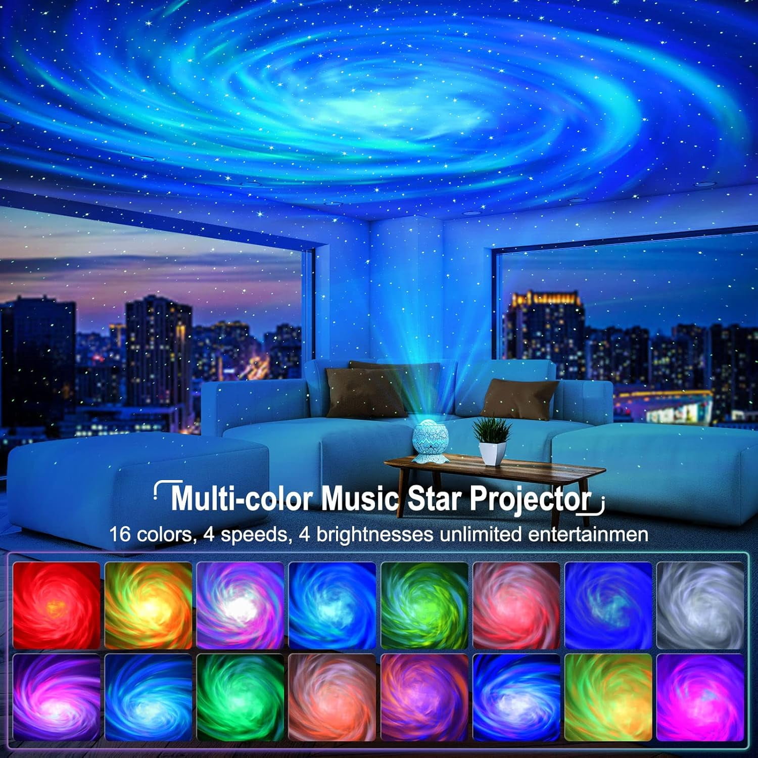 Projector, Star Projector for Bedroom, Night Lights for Kids Room with White Noise, Bluetooth Speaker, Timer and Remote, Room Decor, Gifts for Girls, Boys, Adults, Christmas, Birthda