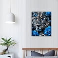 thumbnail image 4 of ARISTURING Leopard Canvas Wall Art Blue Eyes Leopard and Blue Roses Wall Decor Leopard Portrait Artwork Modern Animal Print Painting Framed for Living Room Home Bedroom Decoration, 4 of 5