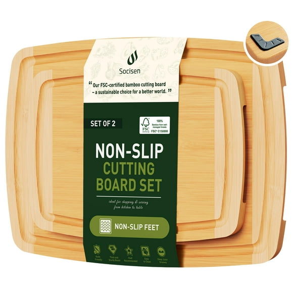 Set de tablas de cortar Socisen con patas antideslizantes de bambú, 28 x 22 cm