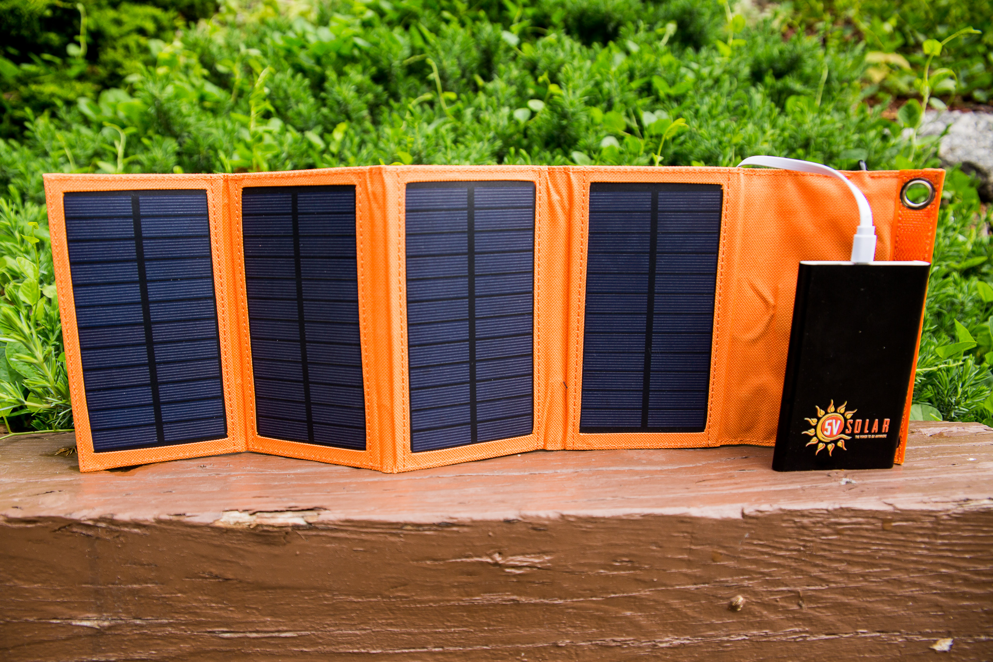 Helios Mini Folding Solar Charger with Power Bank, Black