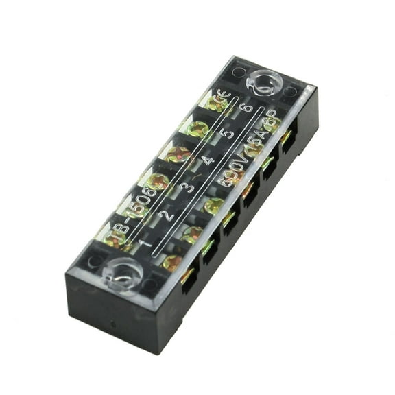 600V 15A 6 Position 6P Screw Terminal Strip Covered Barrier Block