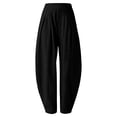 thumbnail image 2 of SAHFX Palazzo Pants for Women Barrel Balloon Pants with Wide Waistband with Pockets Long Pant Solid Color Slacks Casual Work Trousers Dress Lounge Trousers Boho Travel Pant Straight Leg Pants, 2 of 9