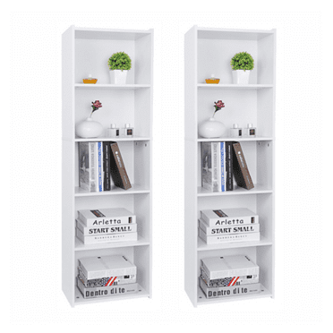 ZeloraGildan2PCS Bookshelf Storage 5 Tier Wall Shelf Organizer Bookcase for Home Use White