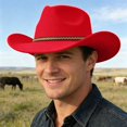 thumbnail image 2 of Product Cowboy Hat - Adult Western Ethnic Style Fedora for Party - Everyday Wear and Seasonal Ready, Red, 2 of 4