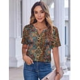 thumbnail image 2 of WQD Women’s Summer V Neck Blouse Short Sleeve Floral Print Top Casual Loose Fit Business Dressy Work Shirt, 2 of 6