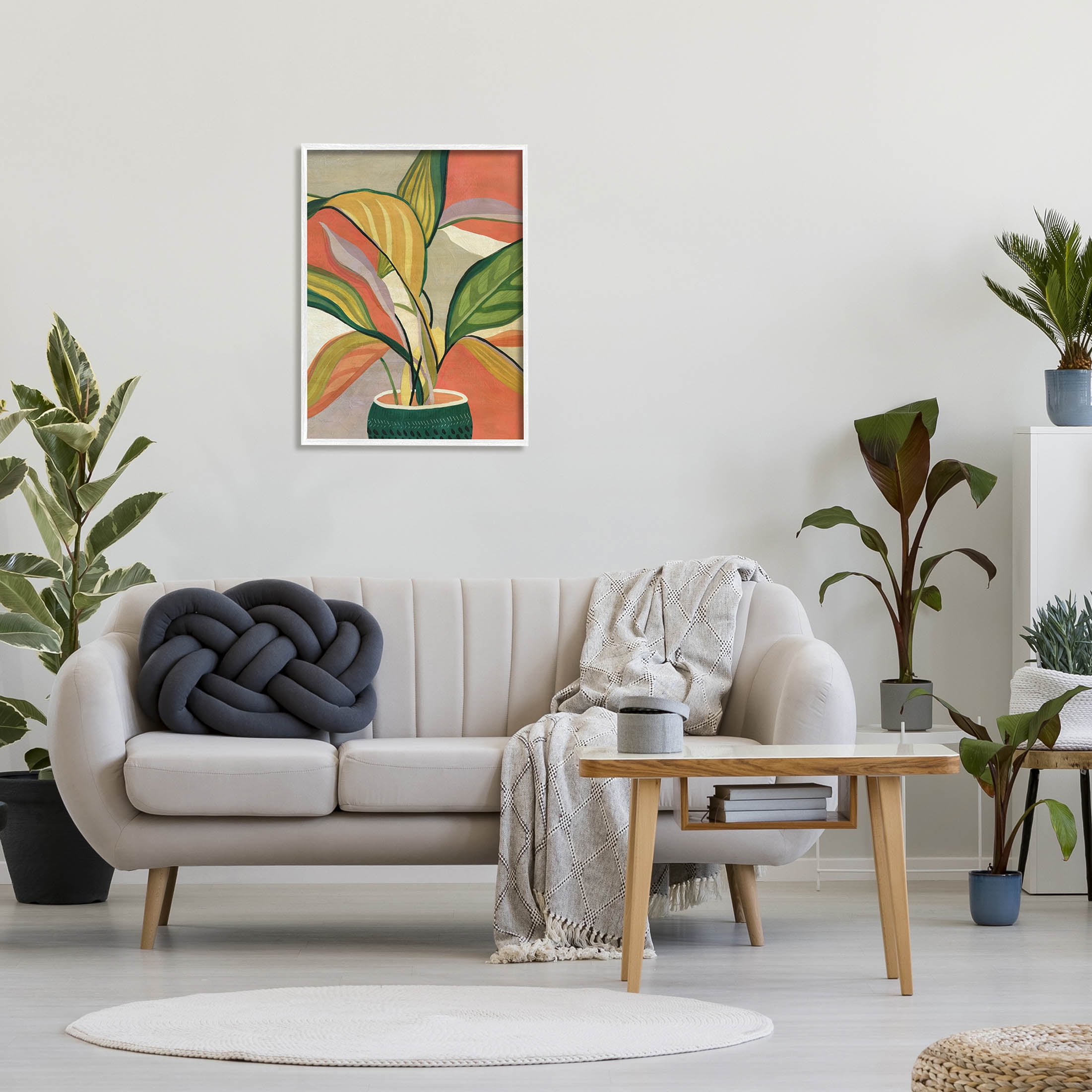 Stupell Industries Modern Tropical Potted Plant Painting White Framed Art Print Wall Art, Design by Carol Robinson
