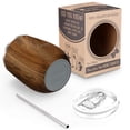 thumbnail image 3 of Vacuum Insulated Stemless Wine Tumbler - THILY 12 oz Stainless Steel Travel Wine Glass with Lid and Straw, Reusable, BPA Free, Gift Ideas & Presents for Event, Original Woodgrain, 3 of 4