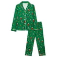 thumbnail image 2 of NIPAXO Family Matching Christmas Pajamas Set Long Sleeve Elf Hat & Candy Cane Print Holiday Sleepwear with White Piping for Dad Mom Kids, 2 of 10