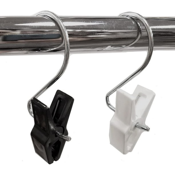 Black S Hook with Clip Strong Jumbo Hanging Pinch Grips to Hang Items