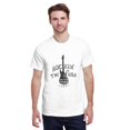 thumbnail image 2 of Men Vintage Rock Guitar USA Flag Graphic T-Shirt, "Rockin' In The USA" Crew Neck Poly Cotton Short Sleeve Patriotic Music Tee, 2 of 8