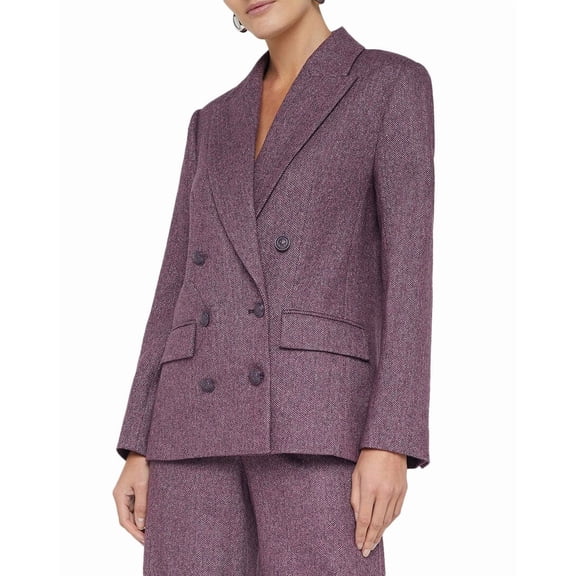 L’AGENCE womens L'AGENCE Colin Double Breasted Wool Blazer, 8, Purple