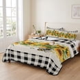 thumbnail image 2 of Twin XL Quilt Set 68''x98'', Sunflower Lightweight Summer Bedspread Coverlet Set with 2 Pillow Shams, Summer Botanical Bee Rustic Black Plaid Breathable All Season Quilt Bedding for Dorm/Guest Room, 2 of 9