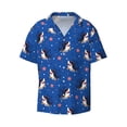 thumbnail image 4 of Uemuo Cute Shark Cartoon Pattern Cotton Linen Short Sleeve Shirts,Casual Lightweight Button Down Shirts,Vacation Beach Summer Tops-Small, 4 of 7