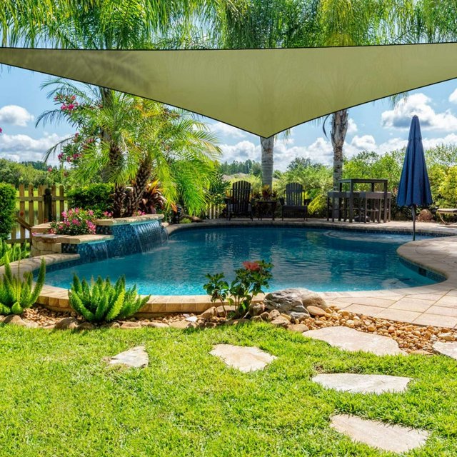 OUSITAID Triangle Sun Sail Shade 13ft Shade Sail Canopy Durable Outdoor Patio Fabric UV Protection Green