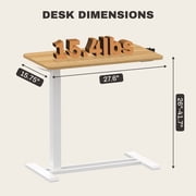 FitStand Adjustable Overbed Bedside Table with Wheels, Pneumatic Mobile Standing Desk, Mobile Rolling Laptop Desk for Hospital Home, Maple