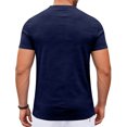 thumbnail image 4 of Zimjoy Men's Henley T Shirt Short Sleeve Stretchy Button Placket Loose Fit T-Shirts Casual Everyday Crew Neck Top Navy S, 4 of 6